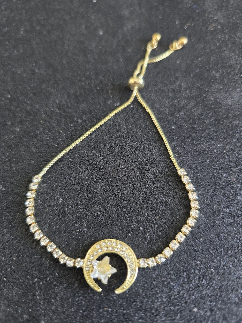 Gold Crescent Star Adjustable Bracelet, Brand New without tags